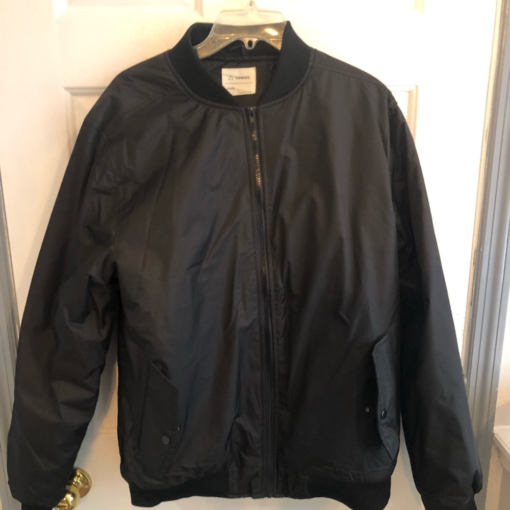 Black satin zip up jacket size large
